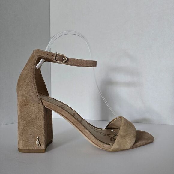 Sam Edelman Daniella Beige Suede Block Heel Sandal Size 8.5 - Picture 1 of 8